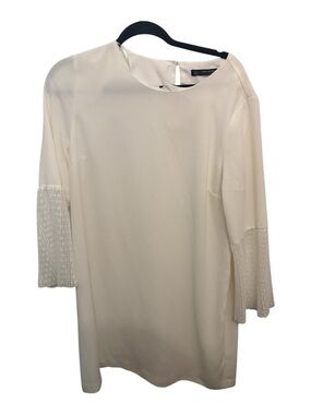 Zara Cream Mini Dress with Pleated Bell Sleeves